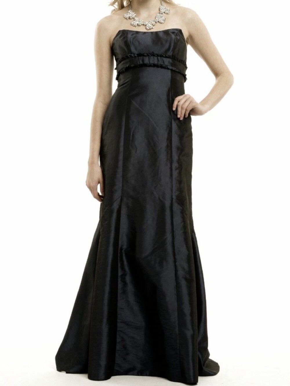 Badgley Mischka Black Strapless Trumpet Gown Formal Evening Dress Ruffle Size 10